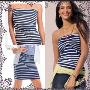 🦋Cabi Blaine navy and white tube top style 789